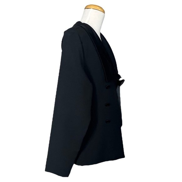 Vintage 80s R’ Co. Tuxedo JacketTie Front Satin Collar Made in USA Black Sz M - Picture 5 of 12
